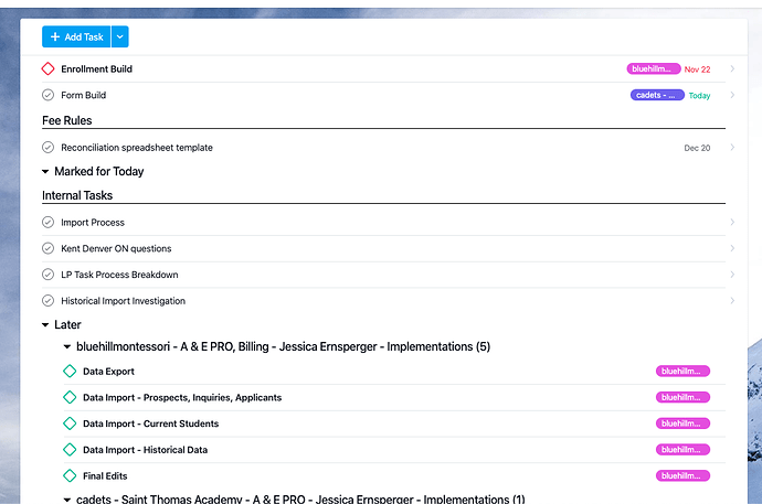 Task appearing in Calendar view but not List view in My Tasks