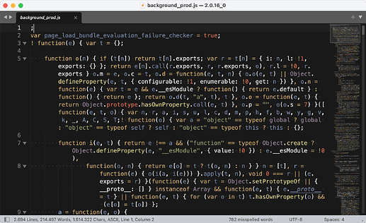 Minified source code -- after formatting/prettifying
