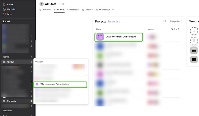 Asana project display