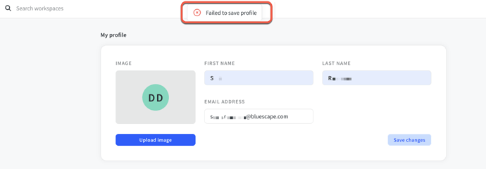 Failed to save profile error message
