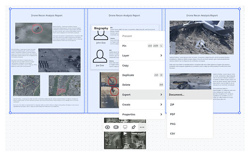 Exporting as a document