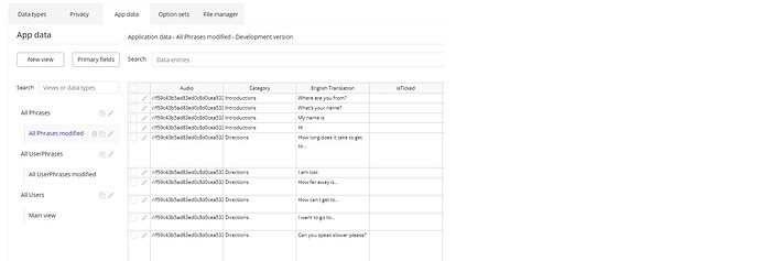 Database, all phrases