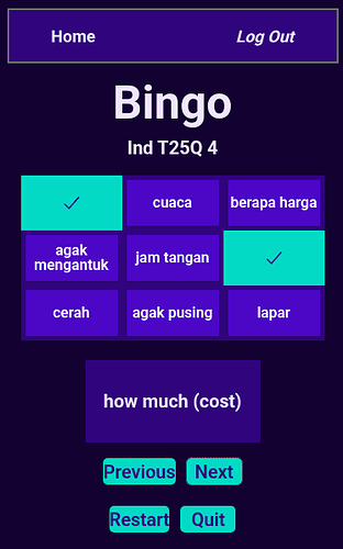 Dark mode Bingo