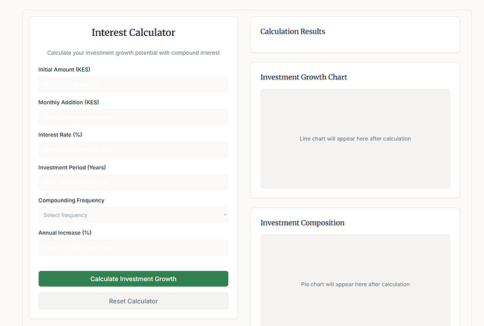 Fahamisha Interest Calc front end