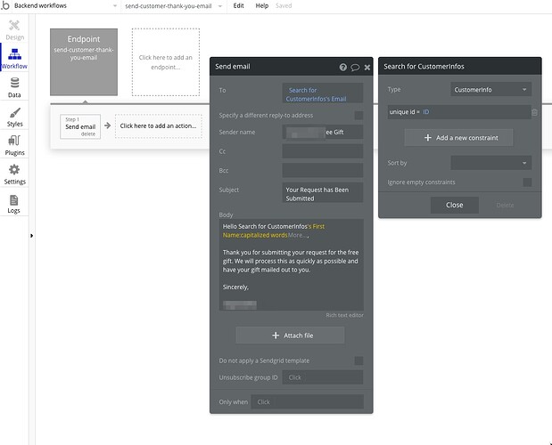 Backend Workflow Send Email2