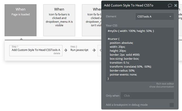 OnPageLoad Cursor CSS