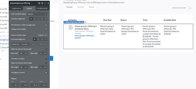 repeating group layout 1