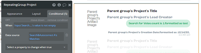 repeating group settings