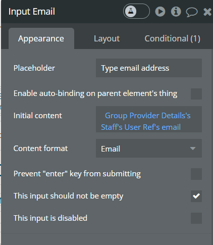 input email