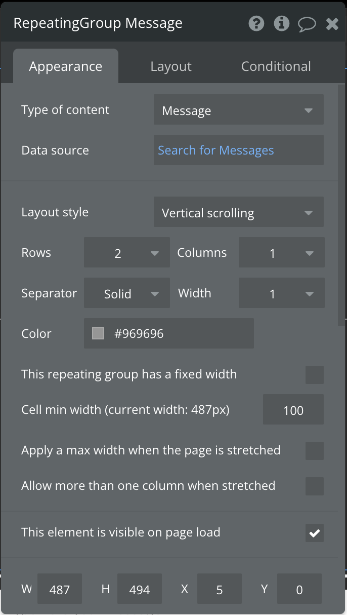 Repeating group with different cell size - Need help