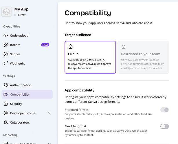 App compatibility toggle