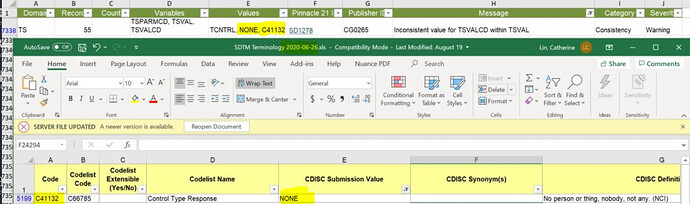 snapshot for Pinnacle report message and SDTM CT 2020-06-26.jpg