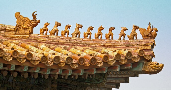 Imperial Roof Decoration led by Phoenix, tailed by Dragon, mythical beasts