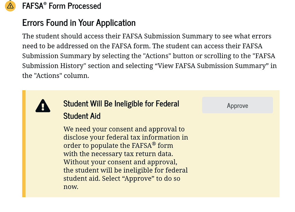 Fafsa issue parent approval fafsa css profile college