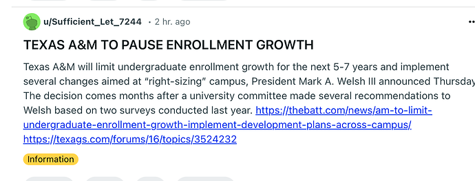A&M admissions post