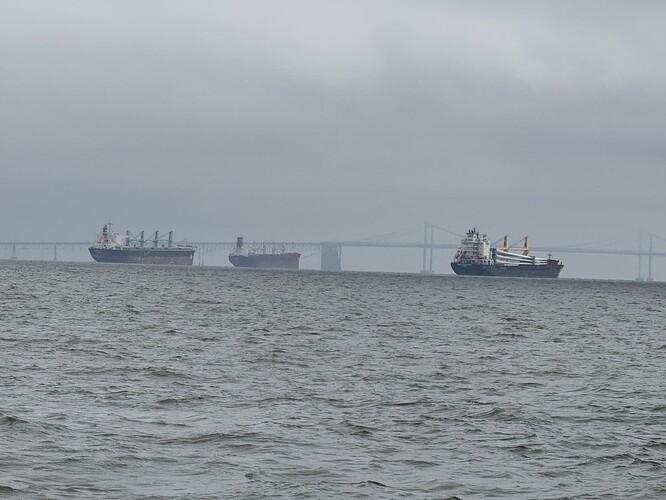 Bay Bridge and ships