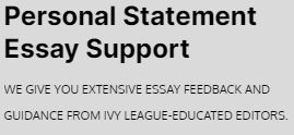 Personal Statement Essay Support: We give you extensive essay feedback and guidance from Ivy League-Educated Editors.