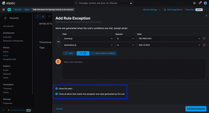 add-rule-exception-close-all-generated