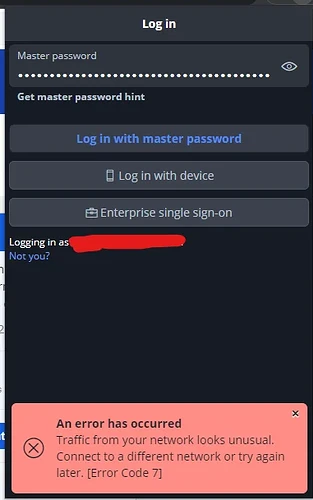 bitwarden error