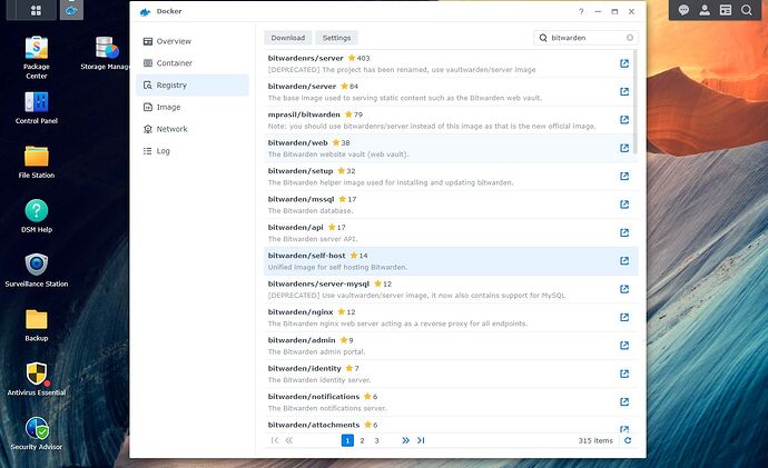 Docker Synology NAS Screen