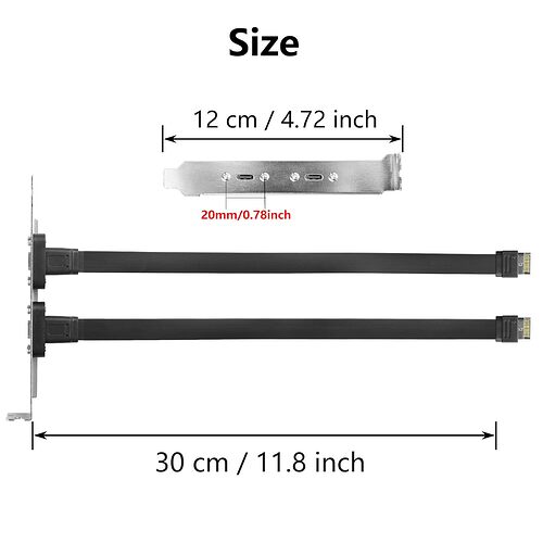 Dual USB 3.1 Gen 2 Motherboard Header Extension to PCI Bracket Adapter