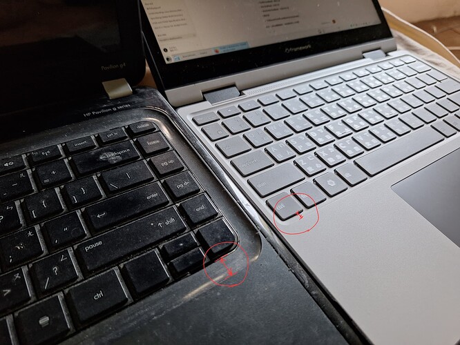 Attention the red annotation. Left has a pretty wide groove so that is won't block thumb