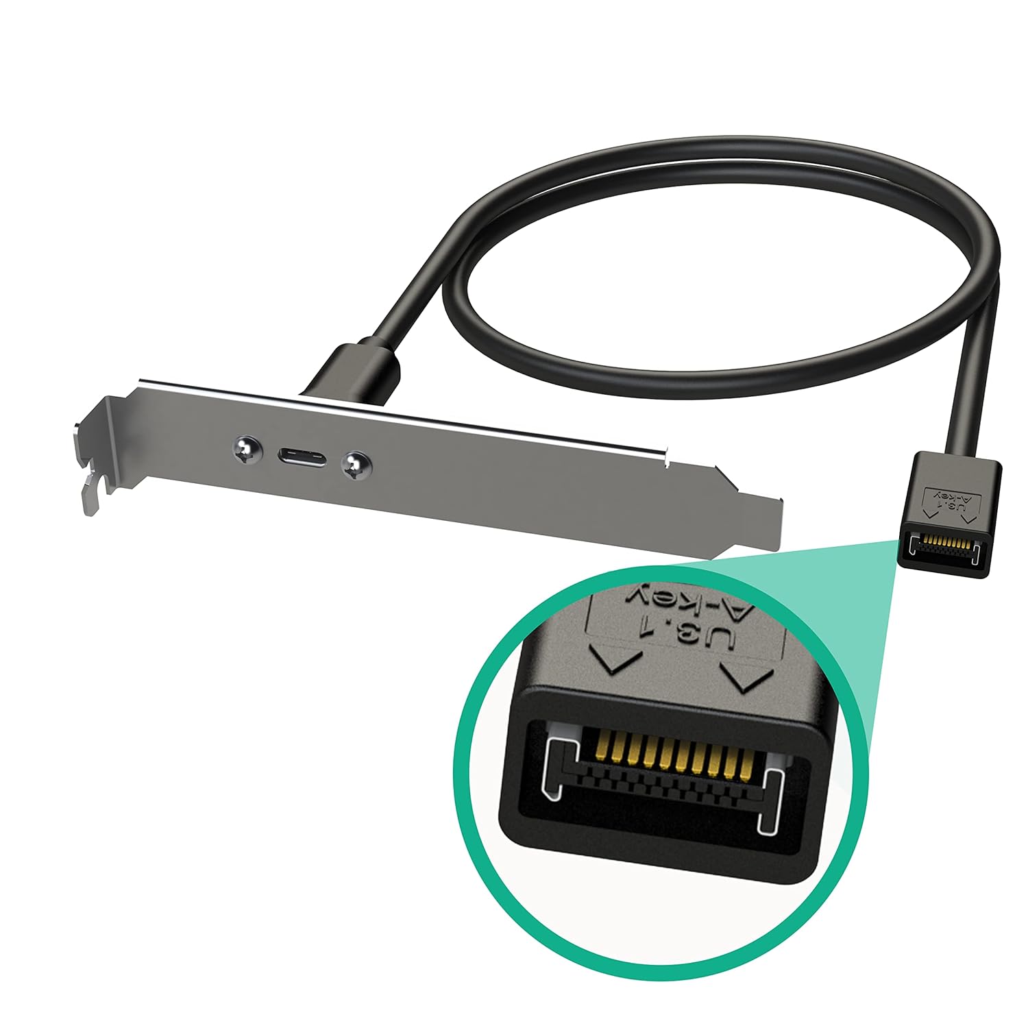 USB 3.2 Gen 2x2 Motherboard Header Extension to PCI Bracket Adapter