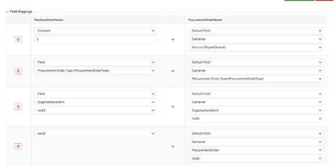 Container Field Mappings