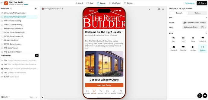 The Right Builder Screen - Glide