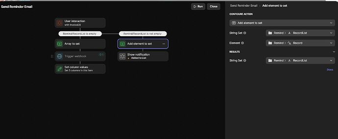 ActionFlow Adding New Record to String