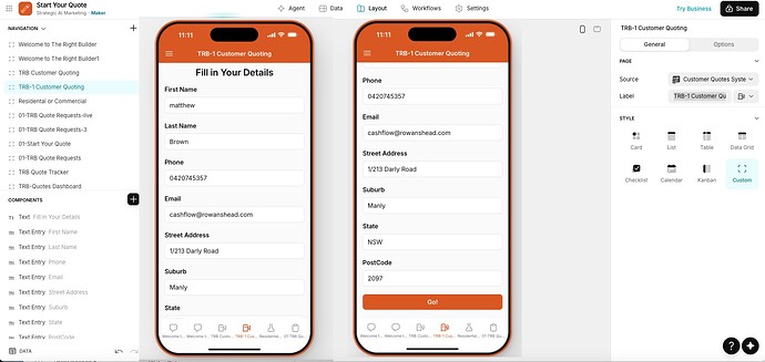 TRB-1 Customer Quoting - Glide