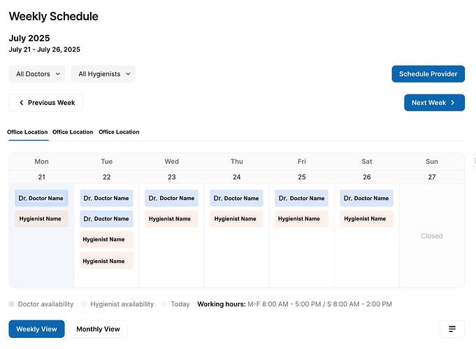 weekly schedule