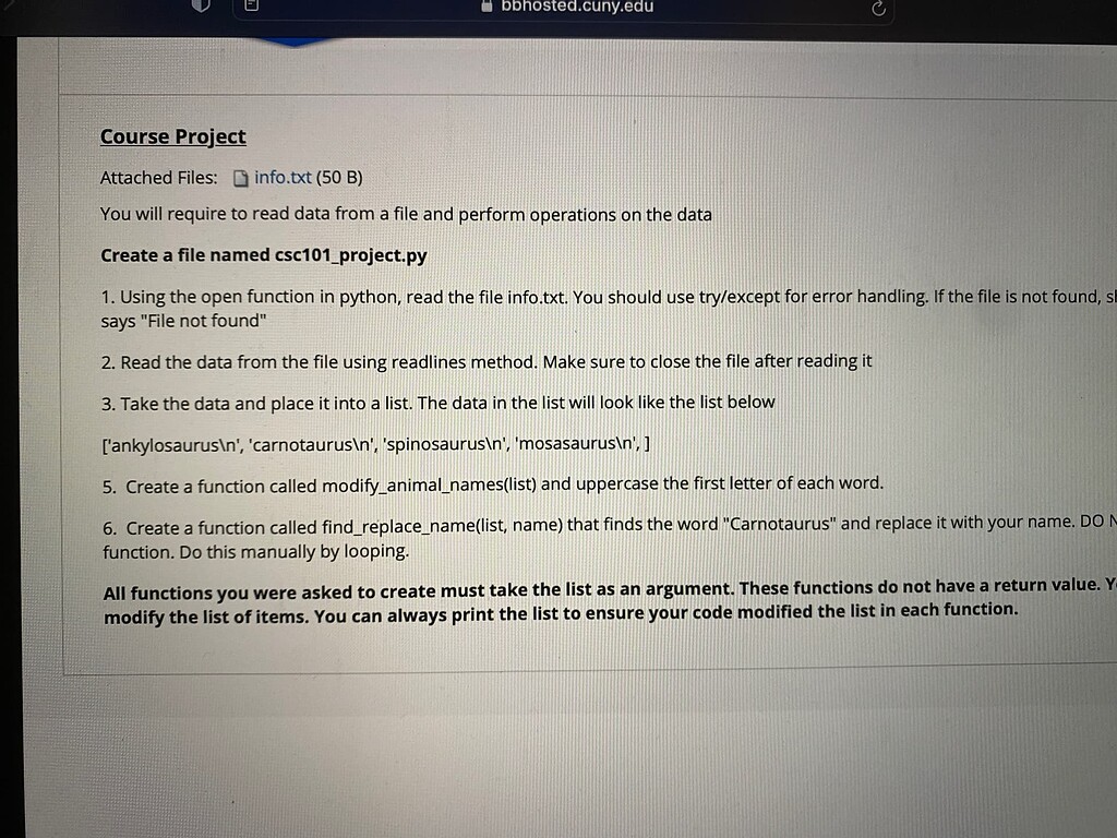 Course project about 15 points of my grade - Python Help - Discussions ...
