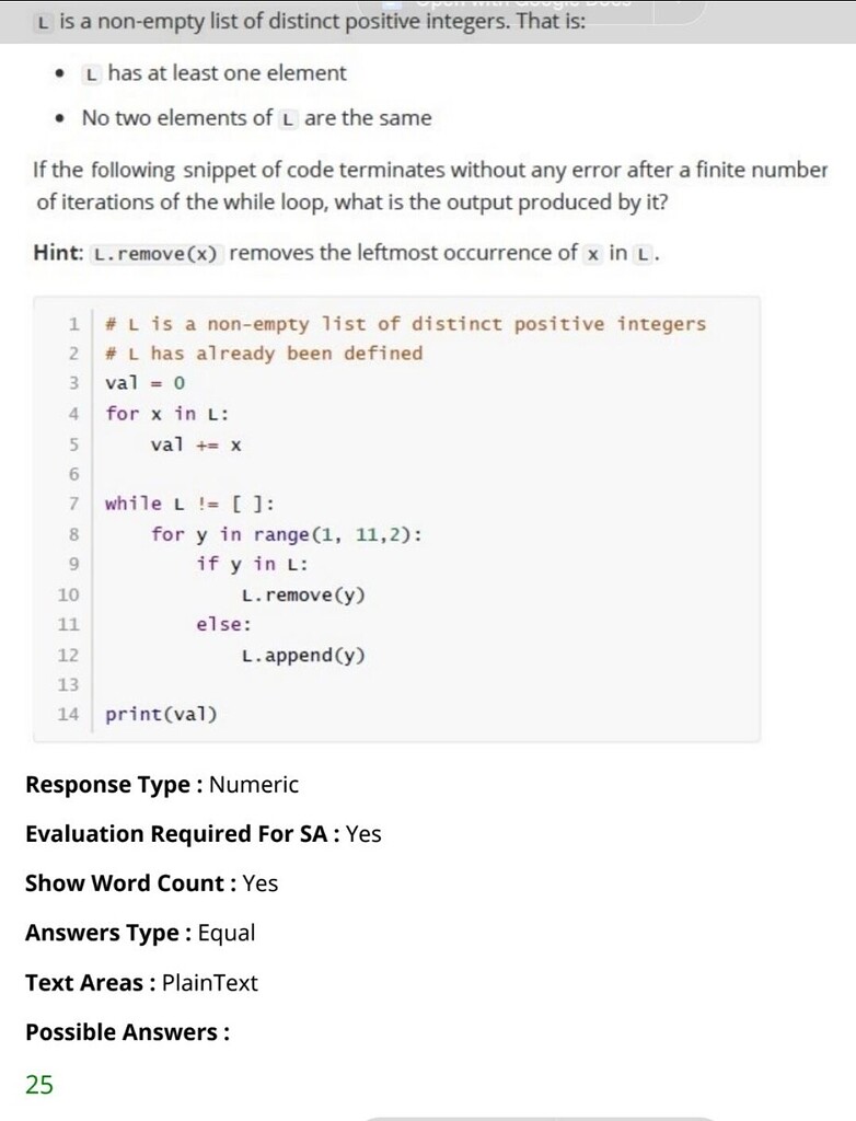 Need help with this piece of code as the answer comes up to to 25 ...