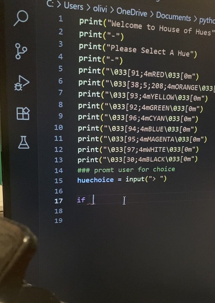 Red line on if statement wont go away even when their is no error ...
