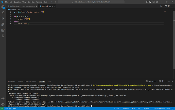 If else statement issue in Visual studio code - Python Help ...