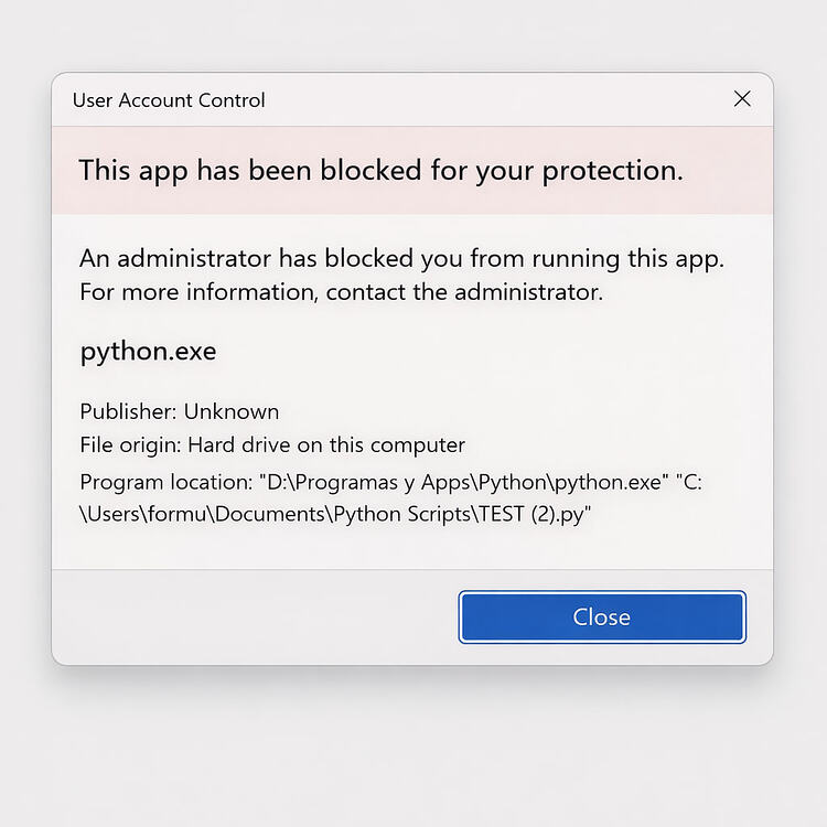 Python scripts that used to work now fail due to UAC unless run as ...