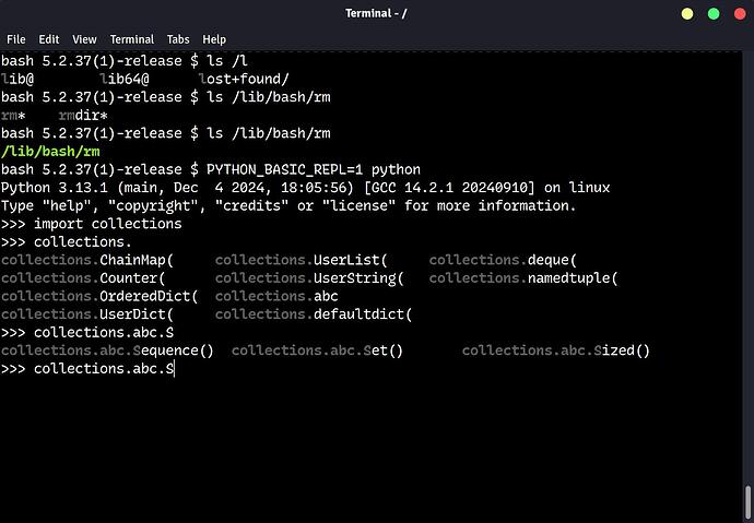 python-coloured-completion