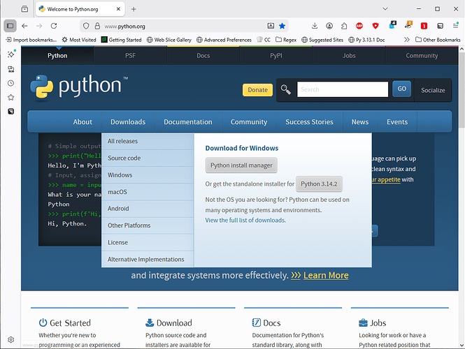 python downloads button - fixed