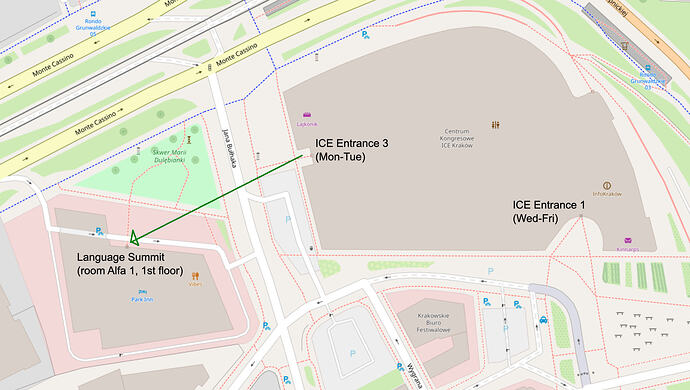 Map of ICE to hotel