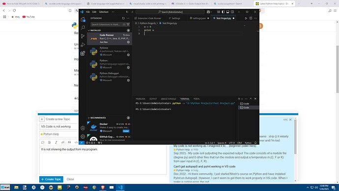 VS Code is not working - Python Help - Discussions on Python.org