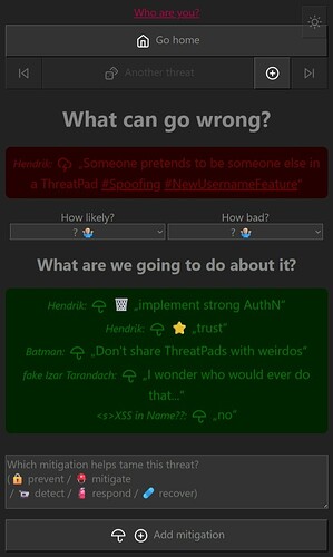 Example threat with names of contributors