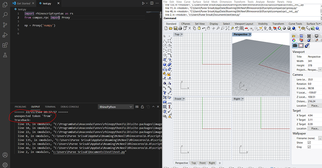Can not Use compas vscode with Rhino - compas_rhino - compas