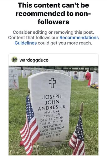 a receipt of the instagram censorship against US service members killed in action