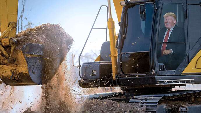 Image for article: Uh Oh: Trump Just Commandeered An Excavator And He's Heading For The Capitol