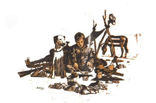 I roas.ted deer ribs for breakfast one morning. My only shelter was a lean-to and a buffalo-robe bed. I roas.ted deer ribs for breakfast one morning. My only shelter was a lean-to and a buffalo-robe bed.
