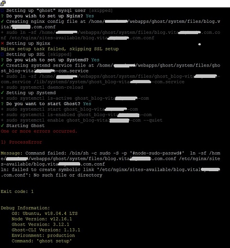 Finally installed (22.24), but nginx setup task failed - 2
