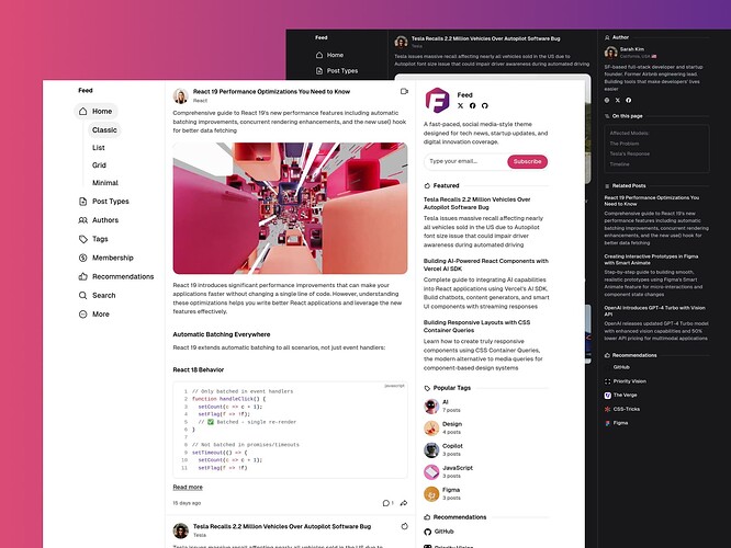 Feed theme preview