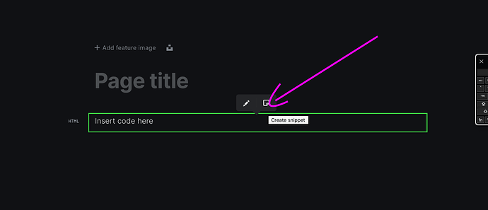 Step 3- Click this to give option to name and save snippet