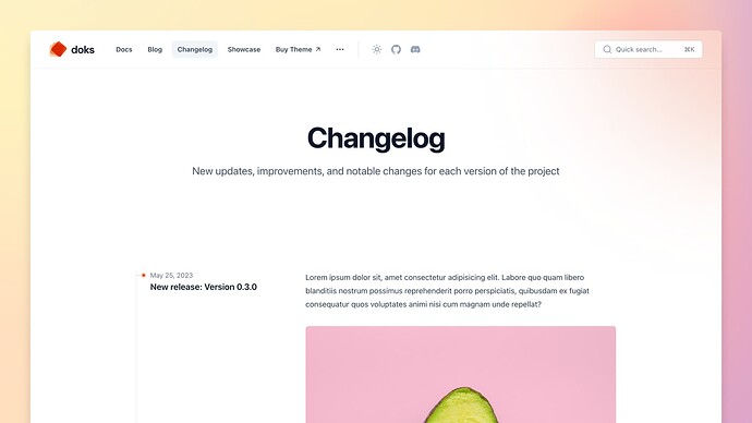 Changelog page